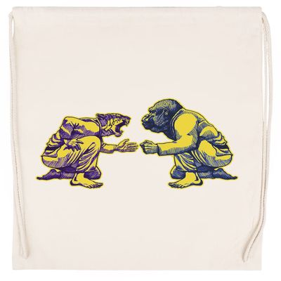 Warrior Art - Way From Life #1 - Tiger vs. Gorilla Beige Drawstring Gym Bag, Unisex