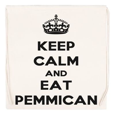 Keep Calm And Eat Pemmican Drawstring Sport Bag, Beige