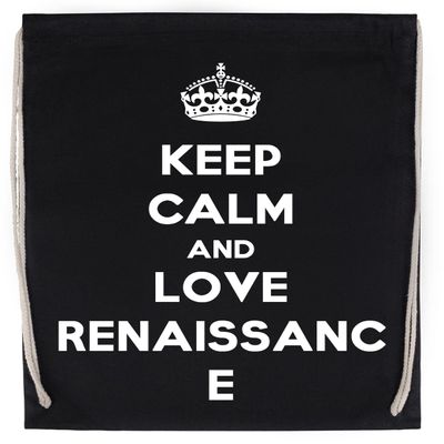 Keep Calm and Love Renaissance Drawstring Sports Bag, Black