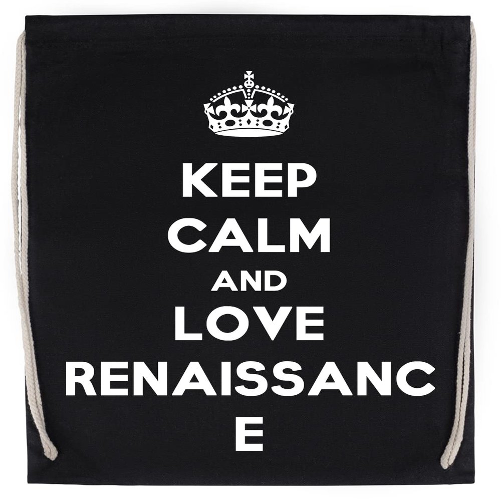 Keep Calm and Love Renaissance Drawstring Sports Bag, Black