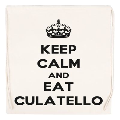 Keep Calm And Eat Culatello Beige Drawstring Sports Bag