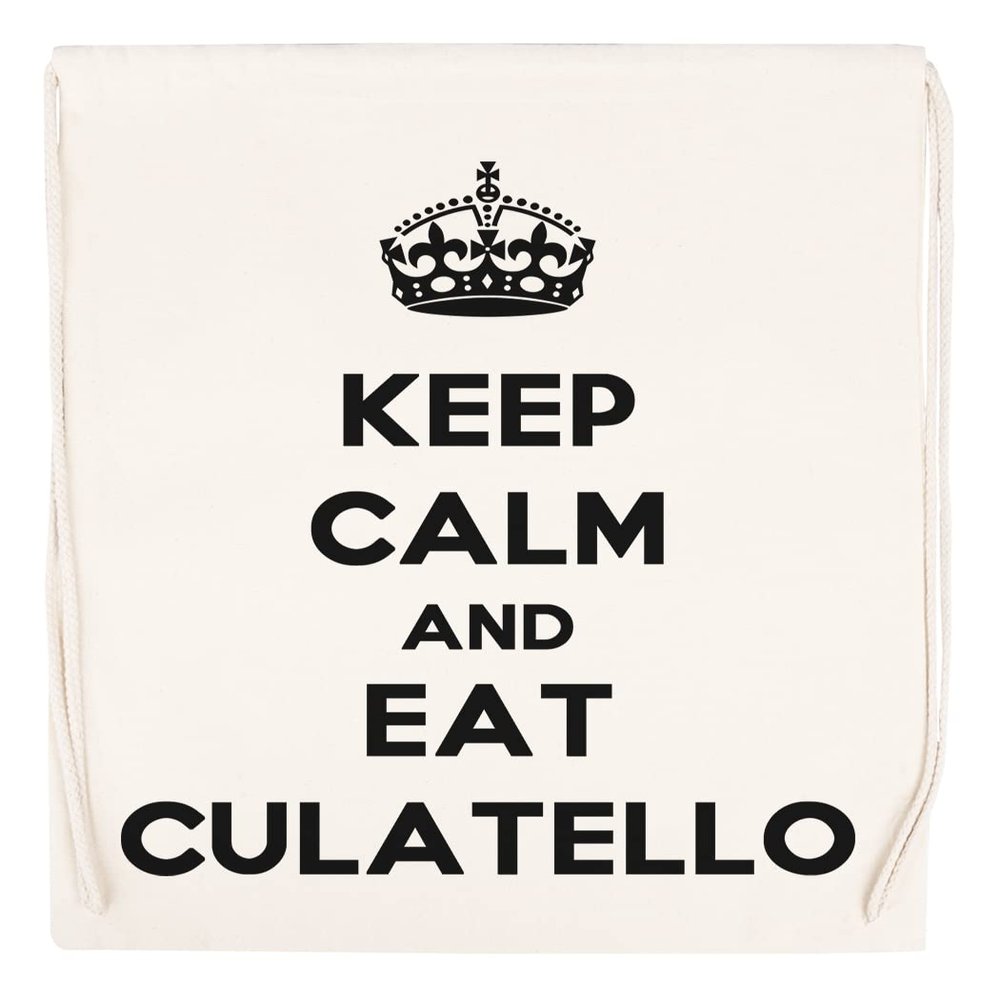 Keep Calm And Eat Culatello Beige Drawstring Sports Bag