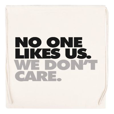 Capzy No One Likes Us, We Don't Care Beige Drawstring Sports Bag