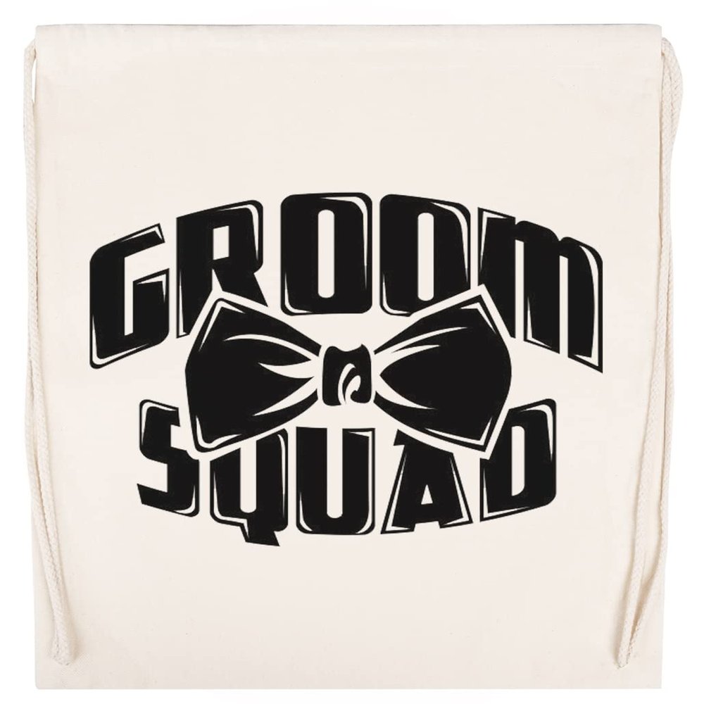 Wigoro Groom Squad Bachelor for Groomsmen Groom Crew – Beige Gym & Travel Drawstring Bag