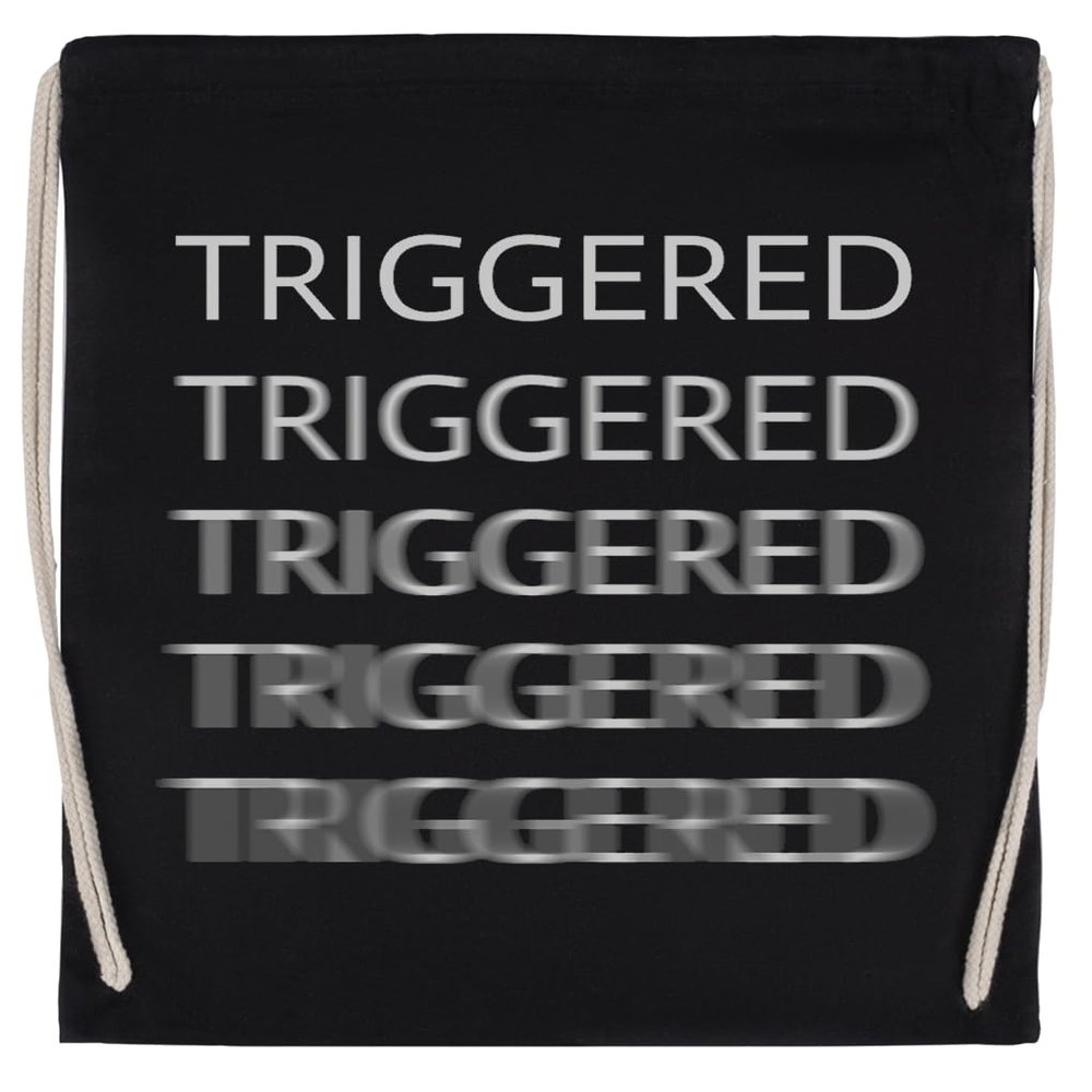 Triggered Black Drawstring Gym Bag, Unisex