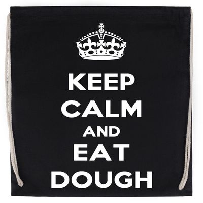 Keep Calm and Eat Dough Drawstring Sports Bag, Black