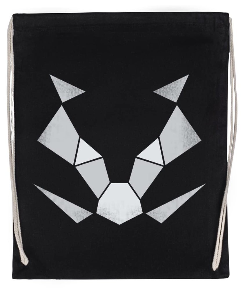 Grafic Badger Reusable Cotton Sports Travel Bag, Black