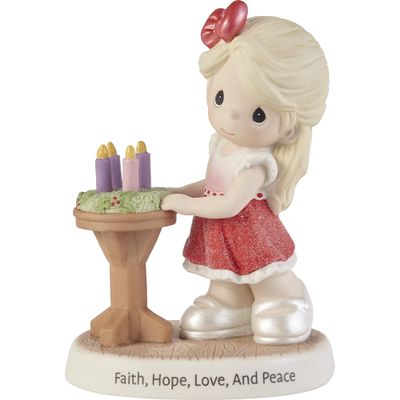 Precious Moments 221031 Wishing You Faith, Hope, Love and Peace Bisque Porcelain Figurine