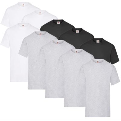 Fruit of the Loom HLKauf Bundle, 10-Pack Heavy T-Shirts, 4 Gray + 3 Black + 3 White + 1 HL Kauf Notepad, XXL