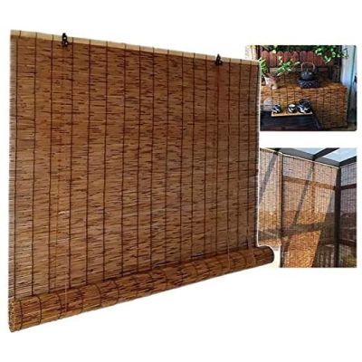 LIJINBO Natural Bamboo Roll-Up Blind, Light-Filtering Outdoor Shade