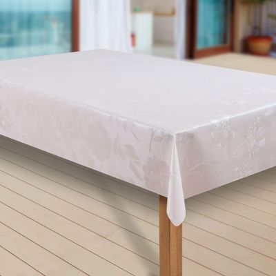 laro Washable PVC Tablecloth, Outdoor Garden Table Cover, Dhalia Cream, 90 x 100 cm