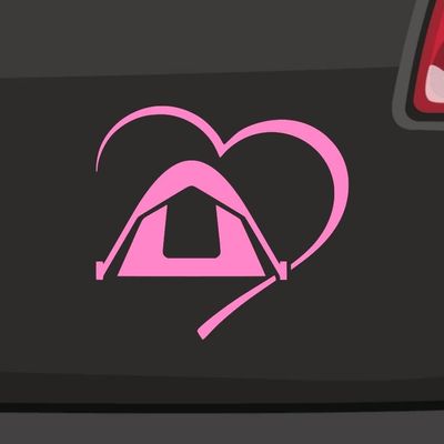 Camping Heart Sticker, 6 Sizes, 21 Colors – Camping, Festival, Vacation, Wilderness