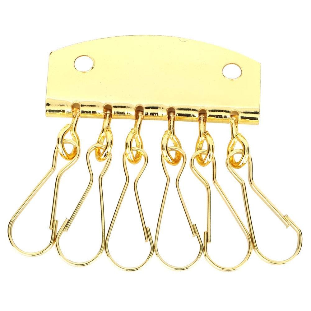 HERCHR Gold Metal 6-Hook Lobster Clasp Key Holder