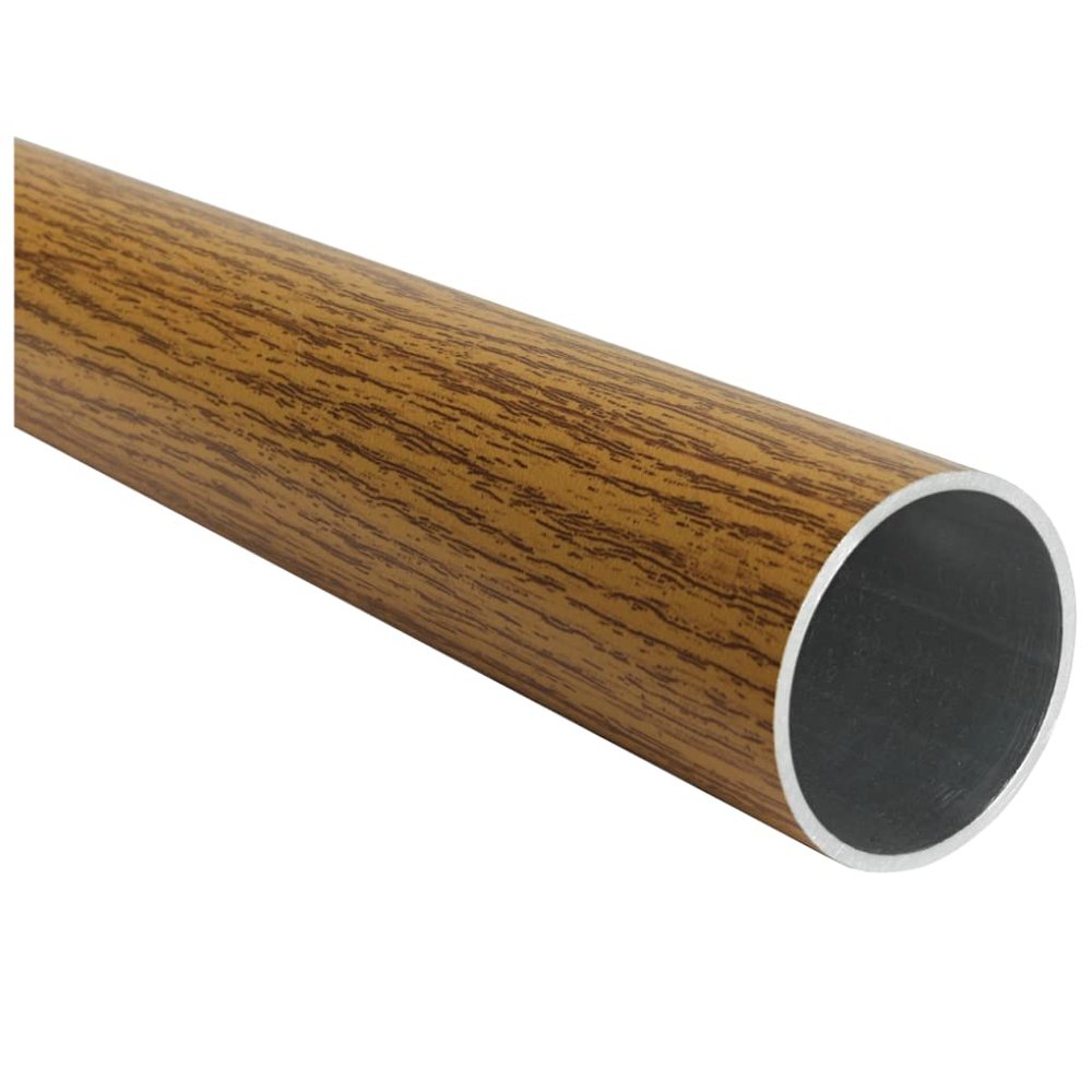 TIBU Aluminum Round Tube 43 x 2 mm, Light Oak Wood Decor, 4200 mm