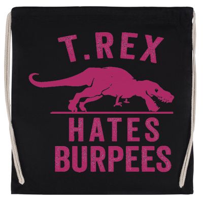 T-Rex Hates Burpees Black Drawstring Gym Bag, Unisex