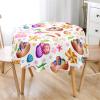 Highdi 3D Easter Round Tablecloth, Washable, Waterproof, Lotus Effect, Flowers & Easter Eggs, 110 cm view 2