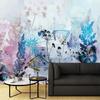 Feeby Blue Nonwoven Photo Wallpaper, Abstract Meadow with Butterflies and Plants, 250 x 175 cm view 3