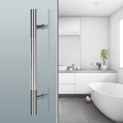 LHRUI Stainless Steel Door Pull Handles, Round, Back-to-Back, 80 cm/32 in