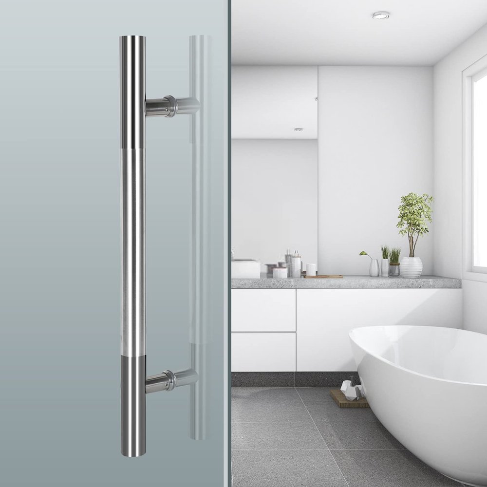 LHRUI Stainless Steel Door Pull Handles, Round, Back-to-Back, 80 cm/32 in