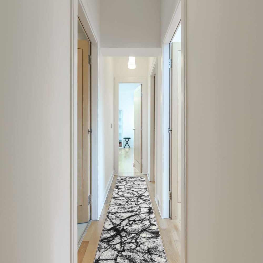 rugsx BCF MORAD Marble Gray Runner 100 x 990 cm