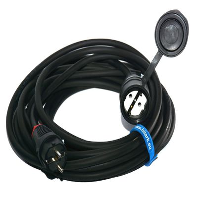 Hilark 3-Core Extension Cable, 1.5 mm², IP44, Schuko Plug, H05VV-F, 2 m, Black