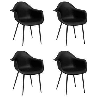 vidaXL Set of 4 Dining Chairs Black PP and Metal