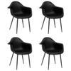 vidaXL Set of 4 Dining Chairs Black PP and Metal view 1