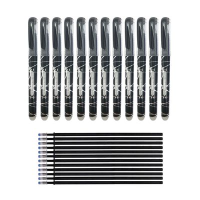 RHardware Black Ink, 12 Erasable Ballpoint Pens, 0.7 mm, and 12 Gel Pen Refills
