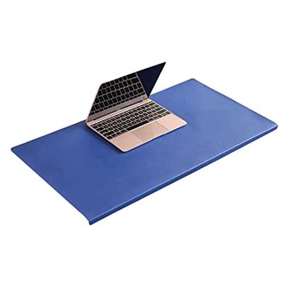 PU Leather Desk Mat, Non-Slip, Waterproof, Durable, with Edge Protection, 60 x 35 cm, Blue