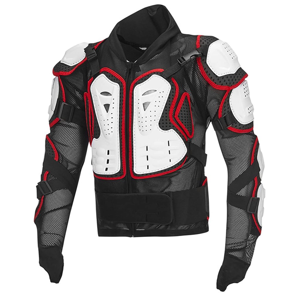 DZQUY Motorcycle Protective Jacket, Full-Body Armor for Men, Lightweight and Abrasion-Resistant, White, 4XL