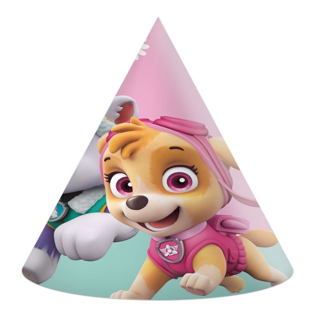 Procos Paw Patrol Skye & Everest Party Hats, FSC Paper, 6-Pack, Multicolor, 94115