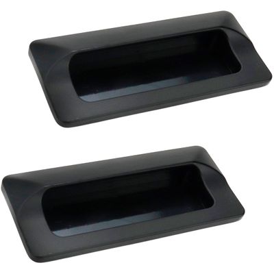 Mewutal 2-Pack Concealed Handles, 10.2 x 5.1 cm, Zinc Alloy, Square, for Sliding Doors, Drawers and Tatami, 96 mm Hole Spacing, Matte Black