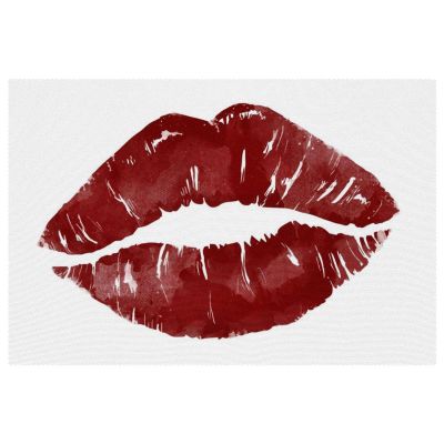 Red Lips White Placemats, Set of 6 for Dining Tables, 30.5 x 45.7 cm, Non-Slip, Heat-Resistant Kitchen Table Placemats