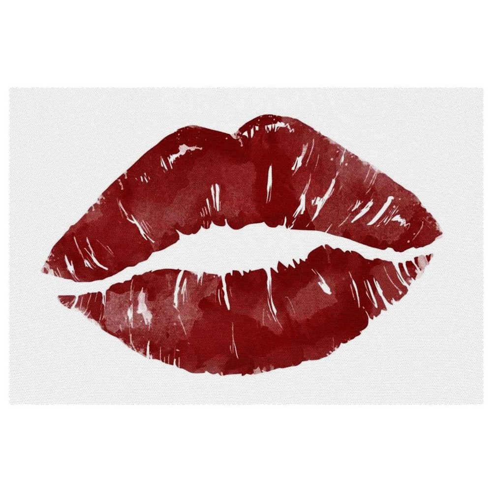Red Lips White Placemats, Set of 6 for Dining Tables, 30.5 x 45.7 cm, Non-Slip, Heat-Resistant Kitchen Table Placemats