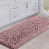 Chenille Bathroom Mat, Extra Soft and Absorbent, Non-Slip, Quick-Drying, Machine Washable, Coral Pink, 120 x 43 cm view 1