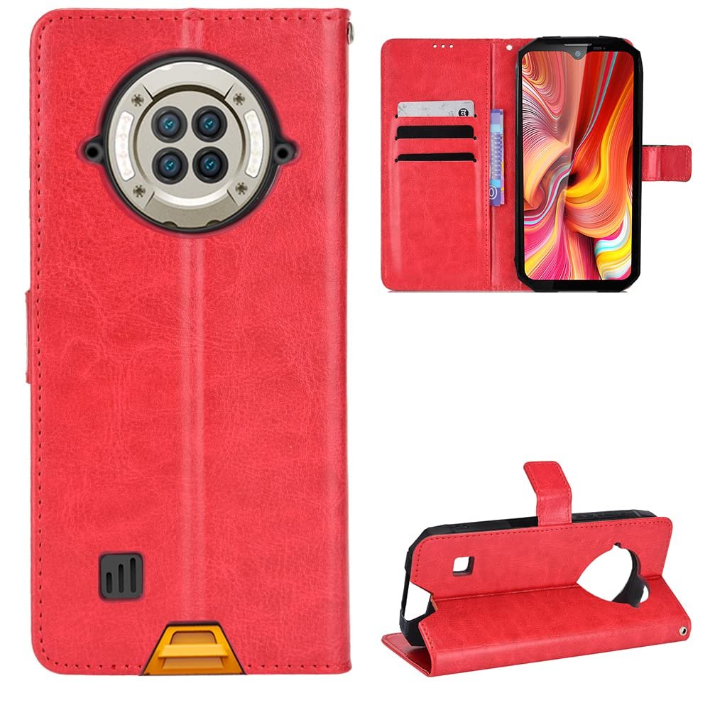 BellaCase Doogee S96 Pro Wallet Case with Stand and Card Slots, Magnetic Flip Cover, Red
