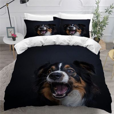 AOYNP Australian Shepherd Duvet Cover Set, 155 x 200 cm, Microfiber, with Zipper and 2 Pillowcases