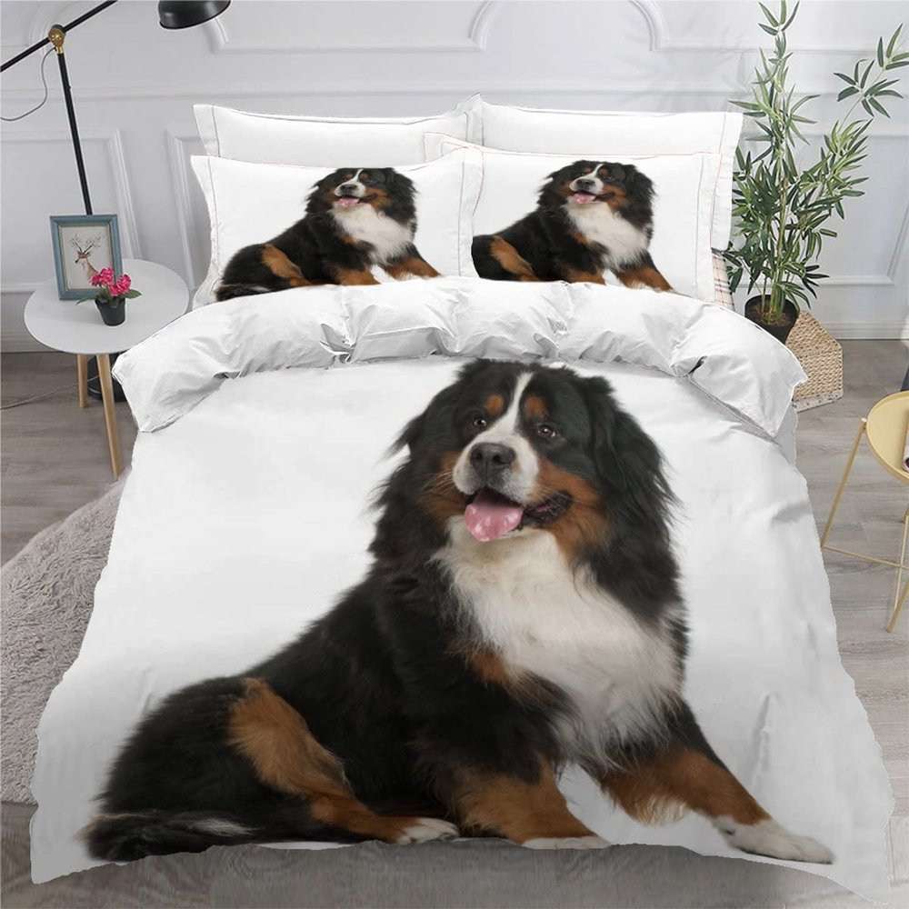 AOYNP Bernese Mountain Dog 3D-Printed Duvet Cover Set, 135 x 200 cm