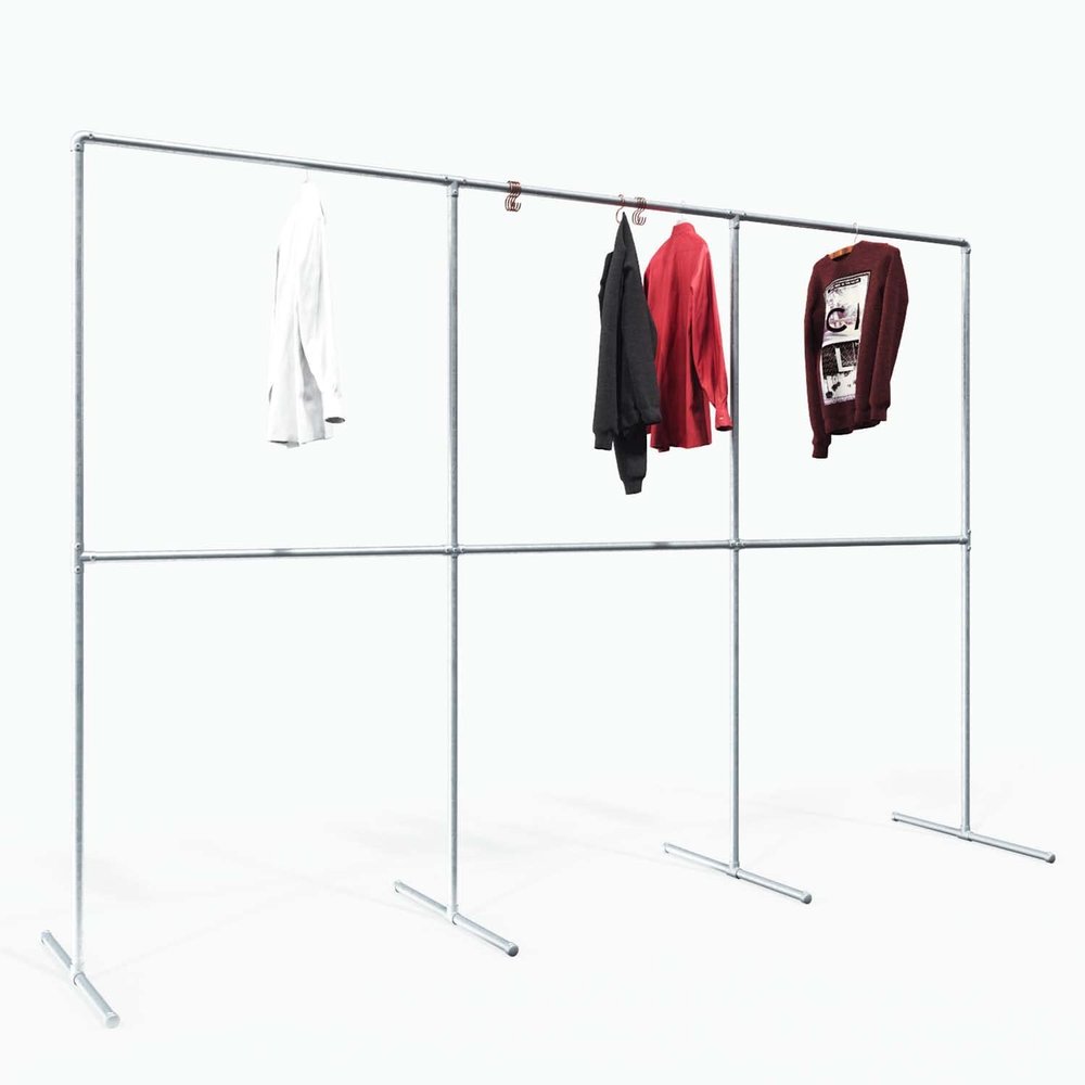 KLEMP Freestanding Industrial-Style Garment Rack, 375 x 200 cm