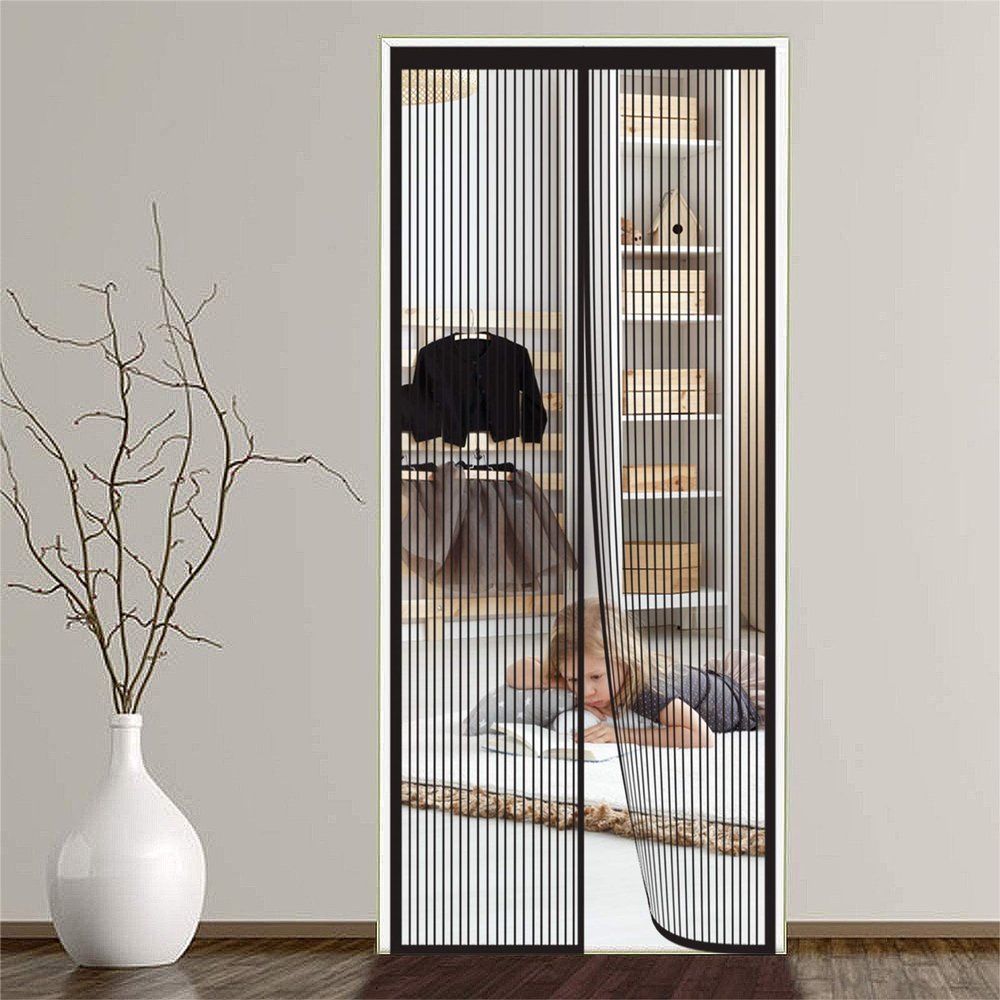 ERPENG Magnetic Screen Door Curtain 235 x 195 cm, Black