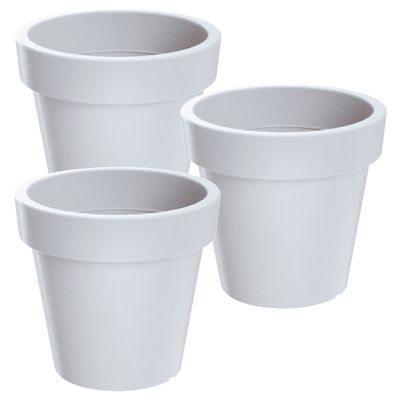 3 x Lofly Plastic Pots, White, 13.4 (L) x 13.4 (W) x 12 (H) cm