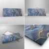 Panoramic Gold and Blue Canvas Wall Art with Frame, 100 x 40 cm view 2