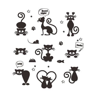 Winhappyhome Small Cat Stickers for Refrigerator, Phone, and Laptop, Black