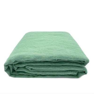 JOWOLLINA Linen Sheet/Throw, 100% Linen, Soft Washed Finish, 180 g/m², 240 x 260 cm, Basil