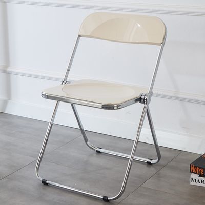 KAIHAOWIN Transparent Folding Chair for Dining Room and Living Room, 48 x 48 x 76 cm, White