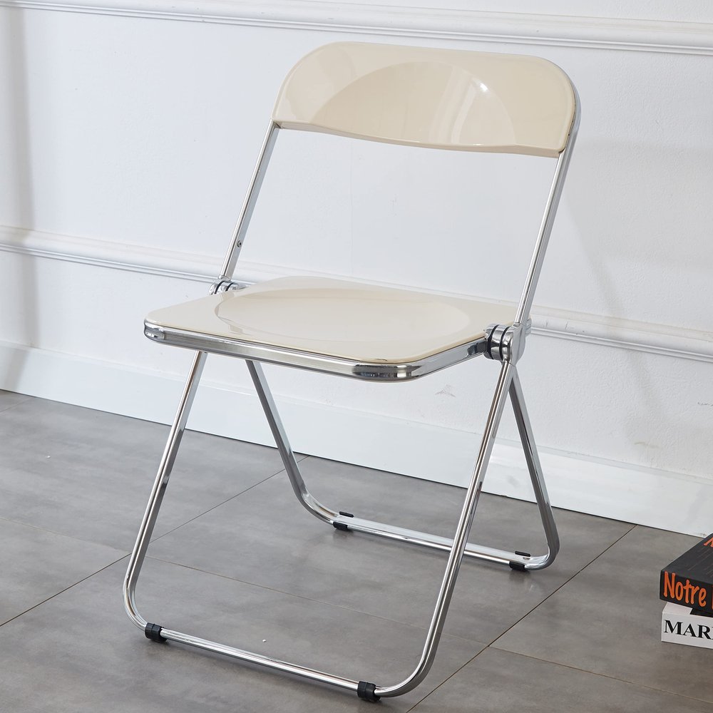 KAIHAOWIN Transparent Folding Chair for Dining Room and Living Room, 48 x 48 x 76 cm, White