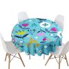 Highdi 3D Floral Round Tablecloth, Washable, Waterproof, Lotus Effect, Blue Scribble, 150 cm view 1