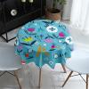 Highdi 3D Floral Round Tablecloth, Washable, Waterproof, Lotus Effect, Blue Scribble, 150 cm view 2
