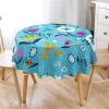 Highdi 3D Floral Round Tablecloth, Washable, Waterproof, Lotus Effect, Blue Scribble, 150 cm view 3