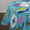 Highdi 3D Floral Round Tablecloth, Washable, Waterproof, Lotus Effect, Blue Scribble, 150 cm view 4